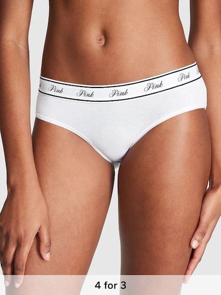 Optic White Cotton Logo Hipster Knickers (K45500) | £9