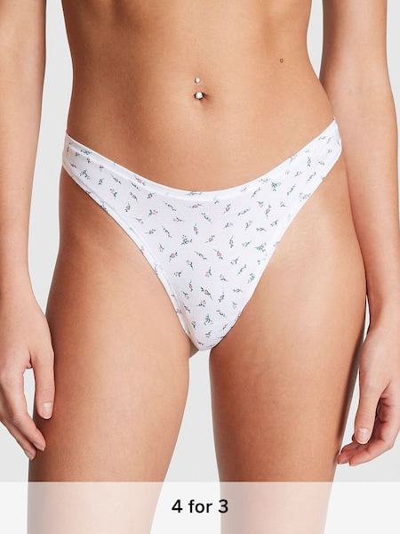 Optic White Ditsy Floral Cotton Thong Knickers (K45537) | £9