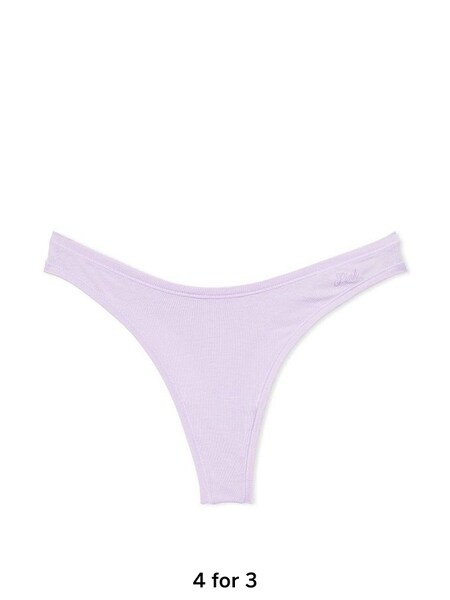 Pastel Lilac Purple Cotton Thong Knickers (K45543) | £9