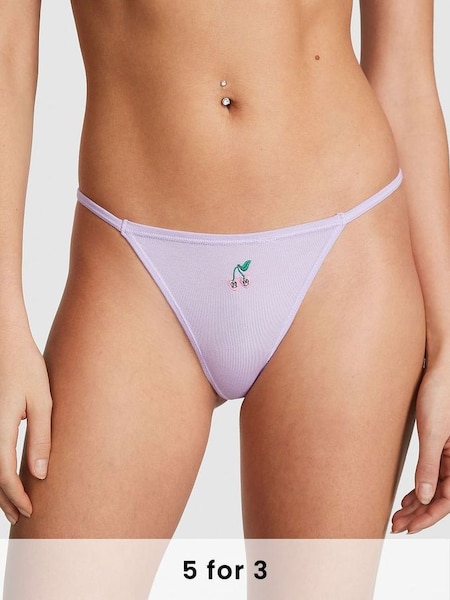 Pastel Lilac Cherry Cotton G String Knickers (K45545) | £9