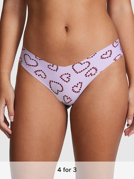 Pastel Lilac Purple Love Bug No Show Thong Knickers (K45548) | £9