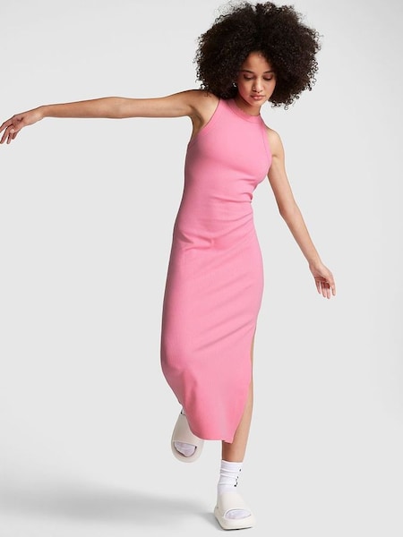 Dreamy Pink Ribbed Midi Dress (K45586) | £26