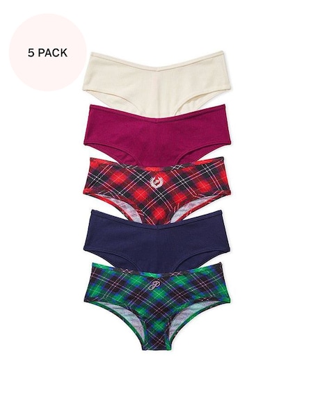 Blue/Green/Red/White/Pink Waffle & Rib Cheeky Cotton Knickers Multipack (K45617) | £25