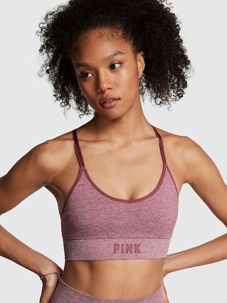 Morning Rose Pink Marl Non Wired Lightly Lined Seamless  Sports Bra (K49802) | £26