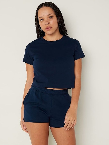 Midnight Navy Blue Short Sleeve Shrunken T-Shirt (K49821) | £20