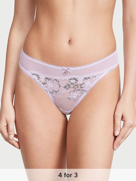 Lucky Lilac Purple Lace Thong Knickers (K52517) | £14