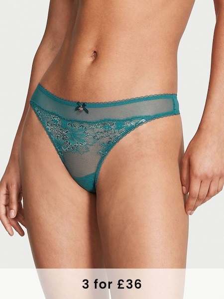 Black Ivy Green Lace Thong Knickers (K52518) | £14