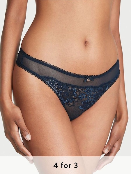 Noir Navy  Lace Thong Knickers (K52537) | £14