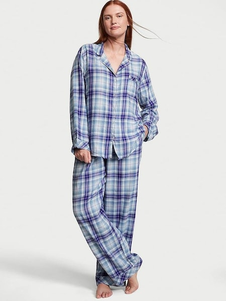 Ballad Blue Pop Tartan Flannel Long Pyjamas (K52643) | £24