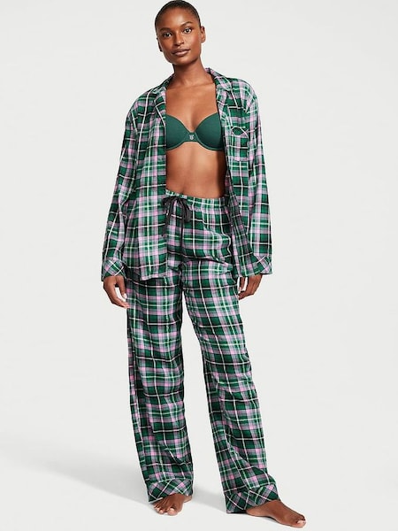 Green Pop Tartan Flannel Long Pyjamas (K52644) | £49