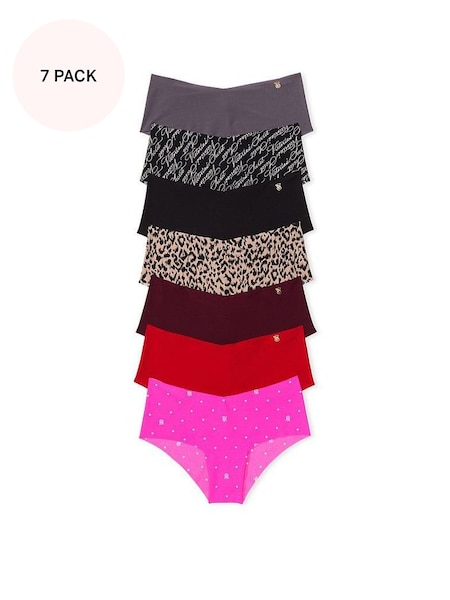 Black/Pink/Red/Leopard/Grey Cheeky No Show Knickers Multipack (K52701) | £35
