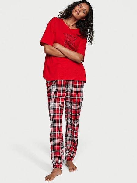 Lipstick Red Heritage Tartan Long Cuffed Pyjamas (K52712) | £45