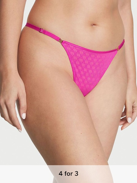 Fuchsia Frenzy Pink Lace Thong Icon Knickers (K52742) | £14