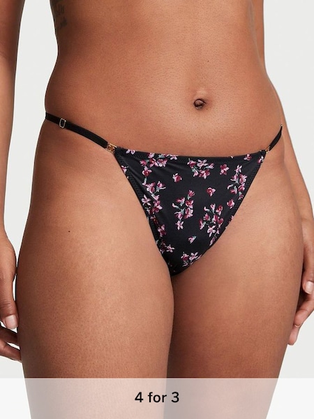 Black Floral Thong Knickers (K53029) | £14