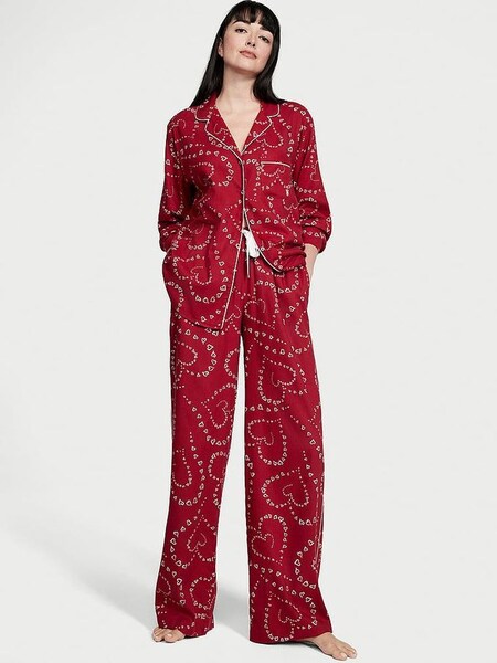 Red Swirl Heart Flannel Long Pyjamas (K53645) | £49