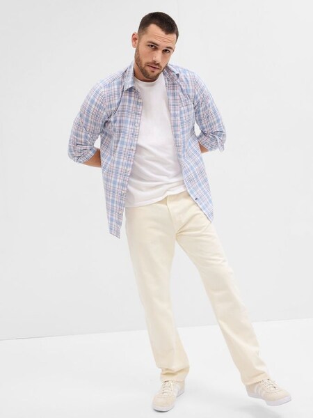 Blue Stretch Poplin Shirt in Slim Fit (K56764) | £17