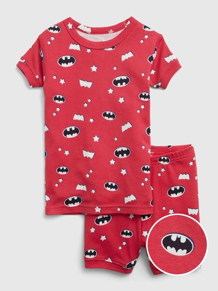 Red Organic Cotton Batman Short Sleeve Pyjama Shorts Set (K57016) | £20