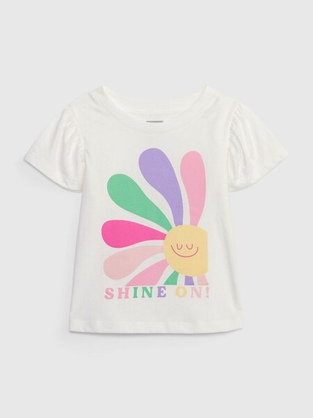 Pink & White Graphic Organic Cotton Short Sleeve Crew Neck T-Shirt (K57046) | £8