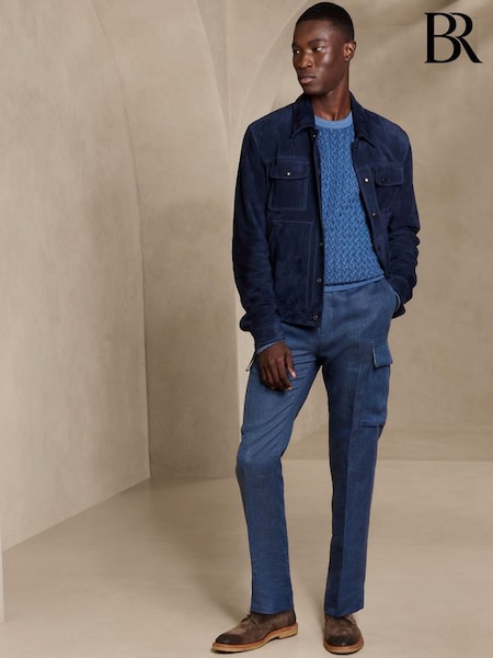 Banana Republic Blue Linen Cargo Dress Trousers (K57595) | £180