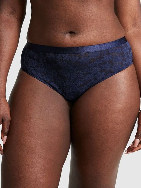 Midnight Navy Blue Tossed Floral Lace Cheekster Knickers (K59438) | £9