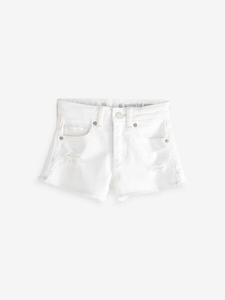 White High Rise Distressed Denim Shorts (K60094) | £16