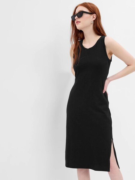 Black Fitted Tie-Back Sleeveless Midi Dress (K60499) | £17