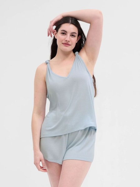 Blue Relaxed Ribbed PJ Tank Top (K60502) | £4