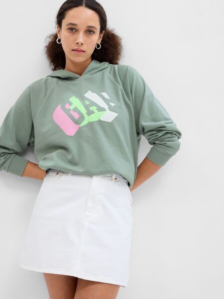 Green Vintage Soft Capsule Logo Boyfriend Hoodie (K60511) | £24