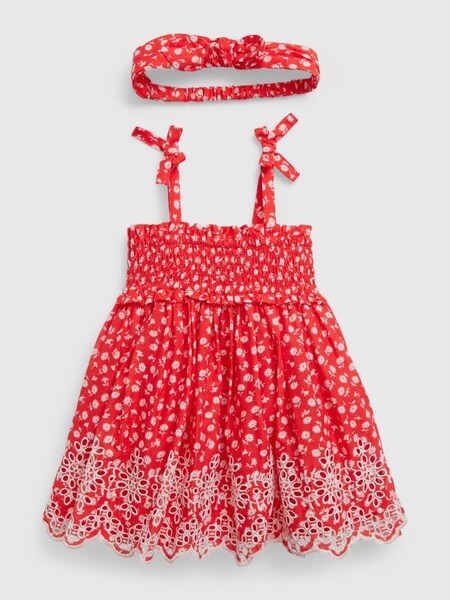 Red Smocked Eyelet Dress Set - Baby (K60649) | £15