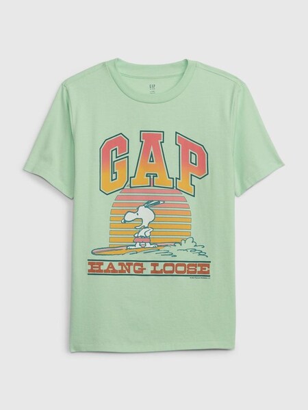 Green Peanuts Cartoon Graphic Crew Neck Short Sleeve T-Shirt (K60668) | £9
