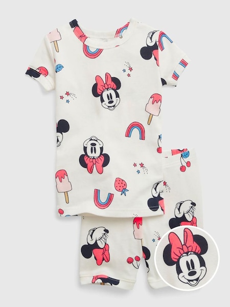 White Disney Minnie Mouse Graphic Pyjama Shorts Set - Baby (K60846) | £13
