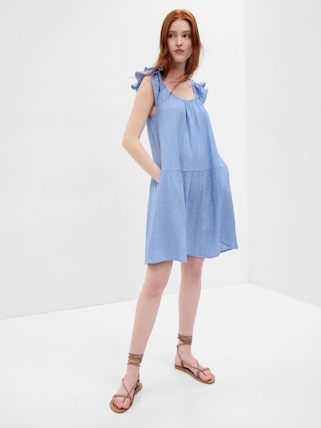 Blue Crinkle Gauze Mini Dress (K61078) | £19
