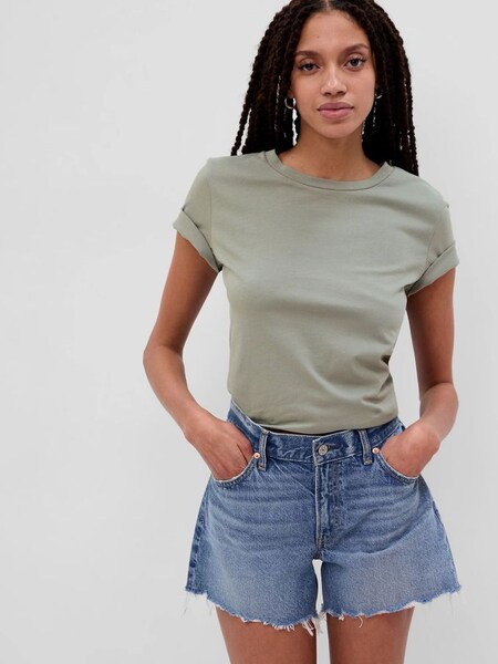 Green Organic Cotton Vintage Short Sleeve Crew Neck T-Shirt (K61114) | £11