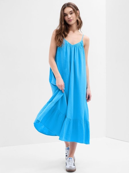 Blue Gauze Cami Midi Dress (K62461) | £15