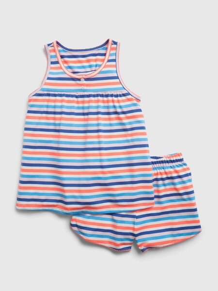 Blue Stripe Pyjama Vest & Shorts Set (K63531) | £10