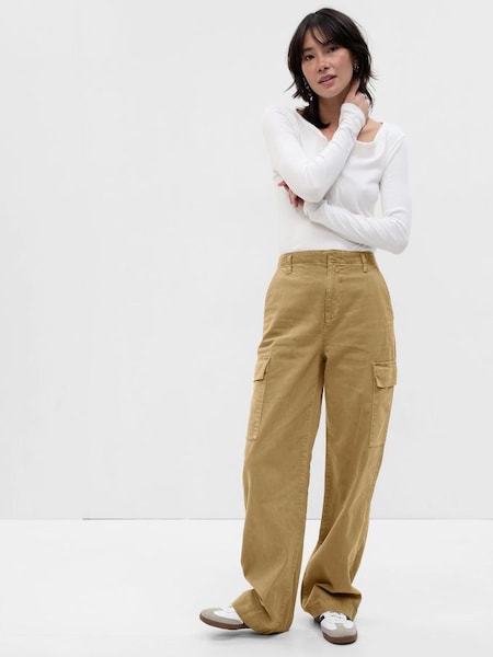 Beige Loose Khaki Cargo Trousers (K64046) | £26