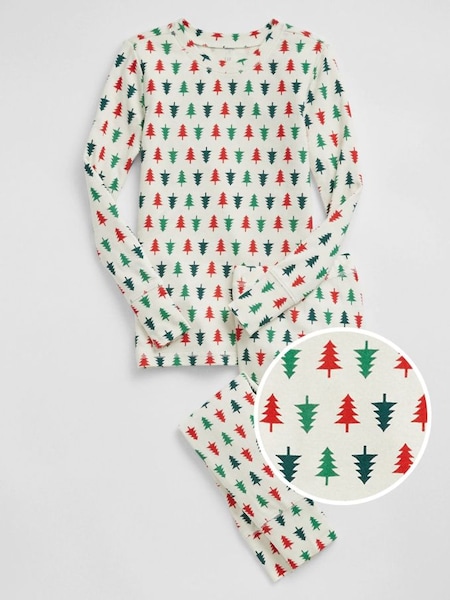 White Christmas Tree Print Kids Pyjamas (K64608) | £20