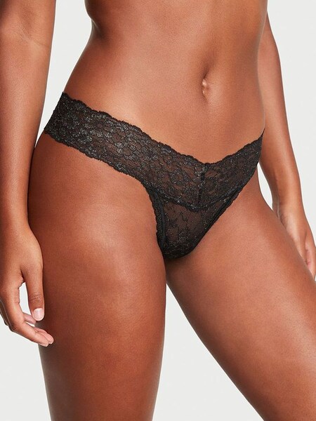 Black Gold Double Side Lace Up Thong Knickers (K65195) | £4