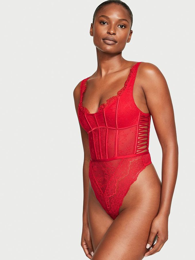 Red lace deals bodysuit