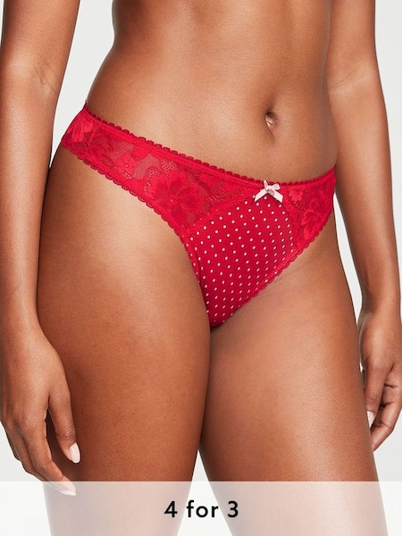 Lipstick Red Dot Print Smooth Thong Knickers (K65206) | £14