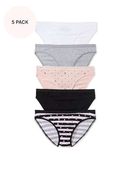 Black/Pink/Grey/White Bikini Multipack Knickers (K65218) | £25
