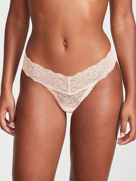 Purest Pink Gold Lace Up Thong Knickers (K65220) | £4