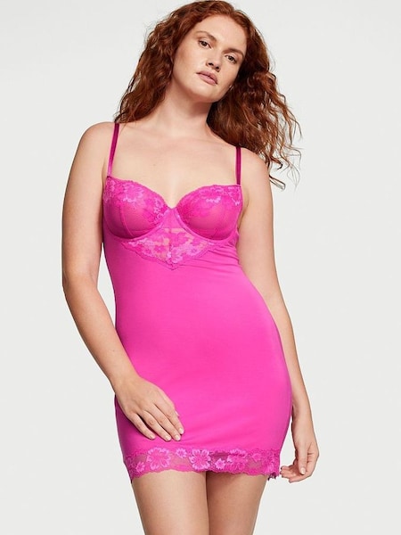 Fuchsia Frenzy Pink Modal Slip Dress (K65229) | £49