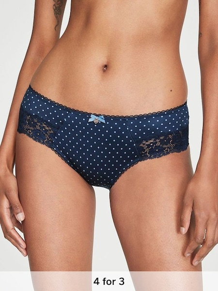 Noir Navy Blue Dot Print Smooth Hipster Knickers (K65235) | £14