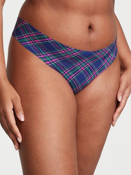 Night Ocean Blue Beautiful Tartan Smooth Thong Knickers (K65251) | £9