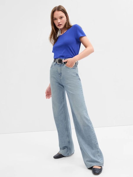 Blue High Waisted Wide-Leg Jeans (K65540) | £55