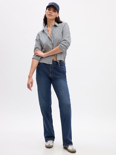 Blue Mid Rise Organic Cotton 90s Loose Jeans with Washwell (K65898) | £35