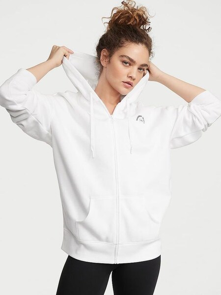 White Fleece Dahlia Zip Up Hoodie (K66170) | £45