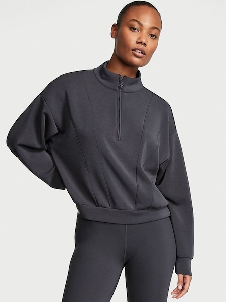 Pure Black Sandwash Half Zip Sweatshirt (K66183) | £45