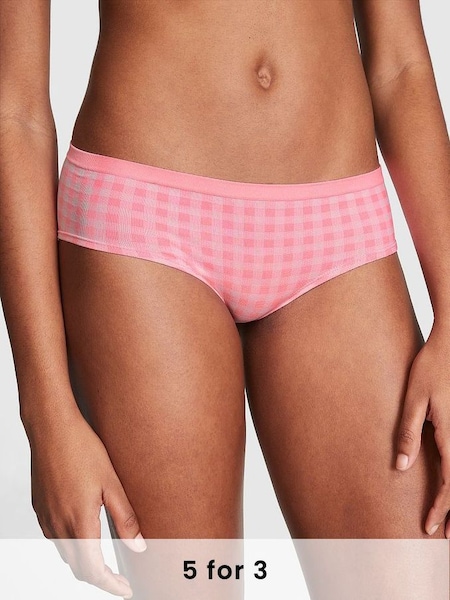 Pink Bubble Gingham Jaquared Seamless Hipster Knickers (K66194) | £9